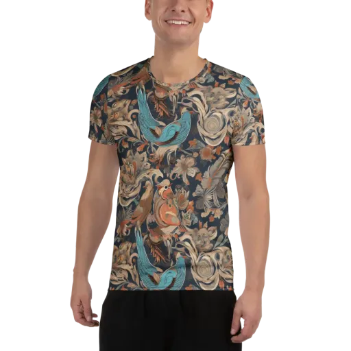 Aviary Nocturne on a Men's Athletic T-Shirt