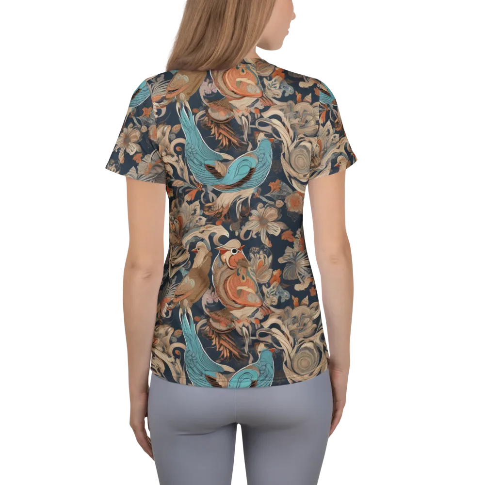 Aviary Nocturne on Women's Athletic T-Shirt — Back