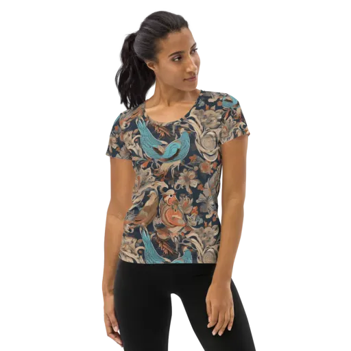 Aviary Nocturne on a Women's Athletic T-Shirt