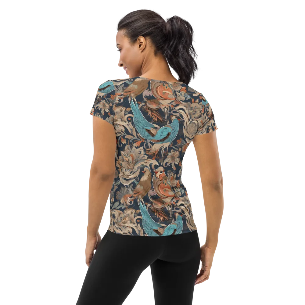 Aviary Nocturne on Women's Athletic T-Shirt — Back