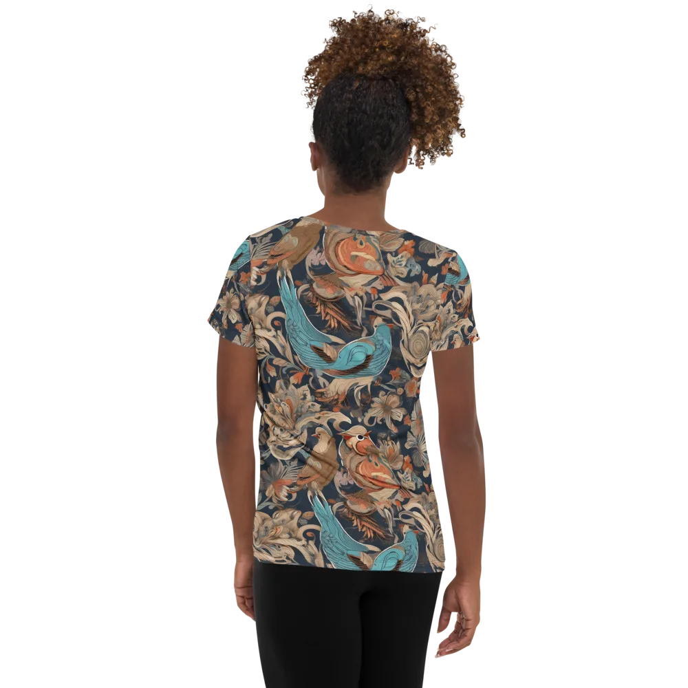 Aviary Nocturne on Women's Athletic T-Shirt — Back