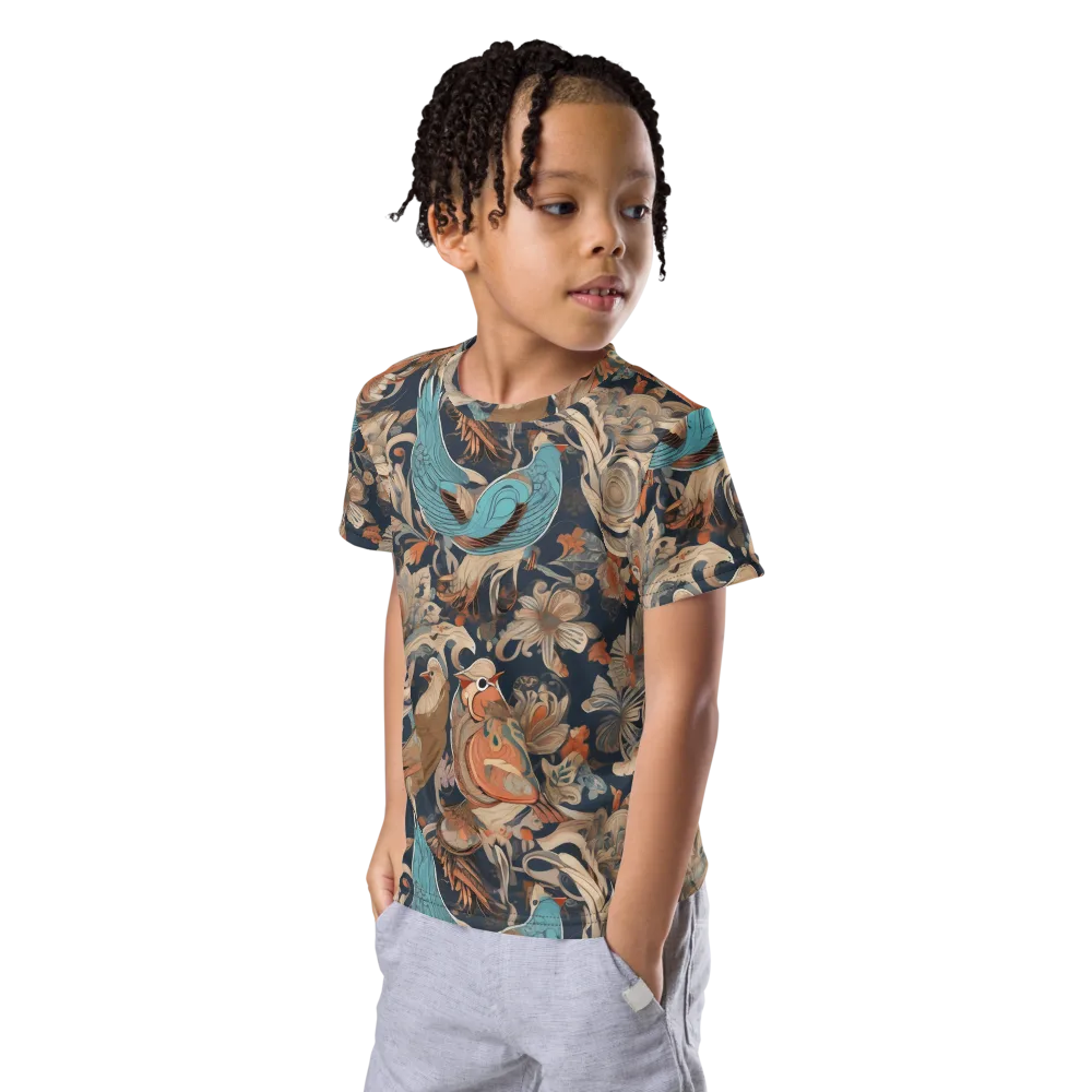Aviary Nocturne on Kids Crew Neck T-Shirt — Left Front