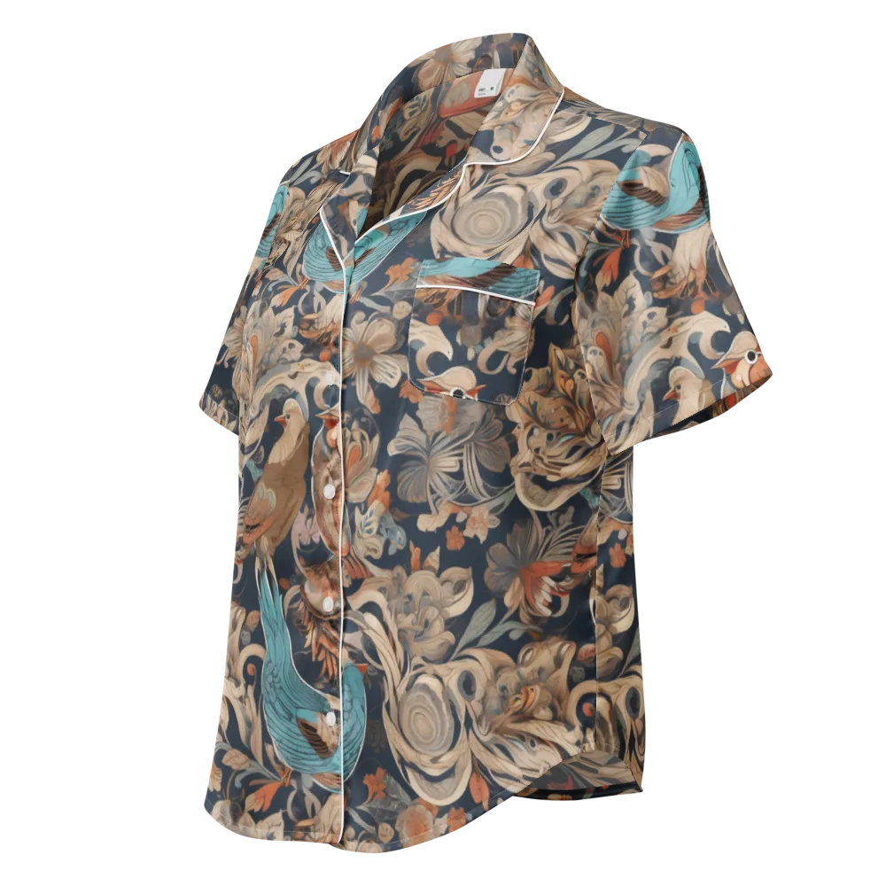 Aviary Nocturne on Women's Short Sleeve Pajama Top — Left Front