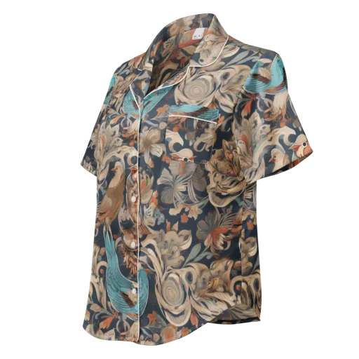 Aviary Nocturne on a Women's Short Sleeve Pajama Top