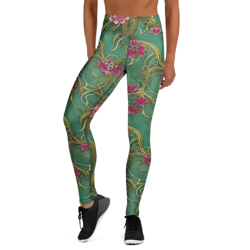 Verdigris Aviary on a Yoga Leggings