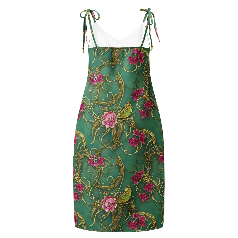 Verdigris Aviary on Slip Dress — Back