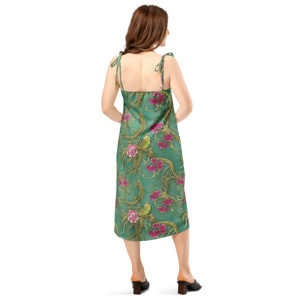 Verdigris Aviary on Slip Dress — Back