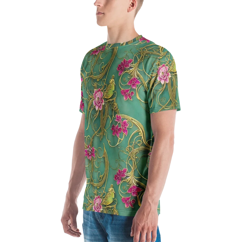 Verdigris Aviary on Men's Crew Neck T-Shirt — Left
