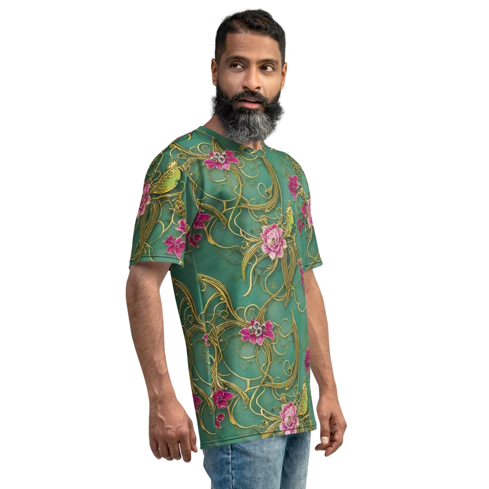Verdigris Aviary on Men's Crew Neck T-Shirt — Right