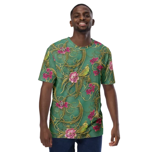 Verdigris Aviary on a Men's Crew Neck T-Shirt