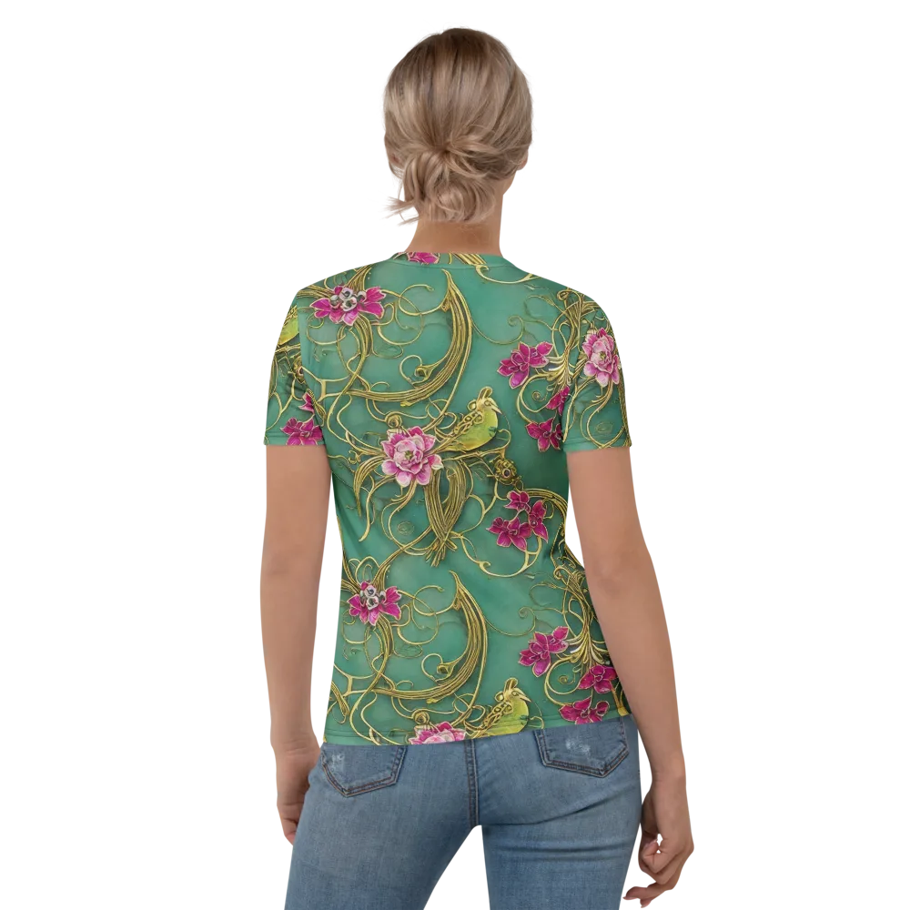 Verdigris Aviary on Women's Crew Neck T-Shirt — Back