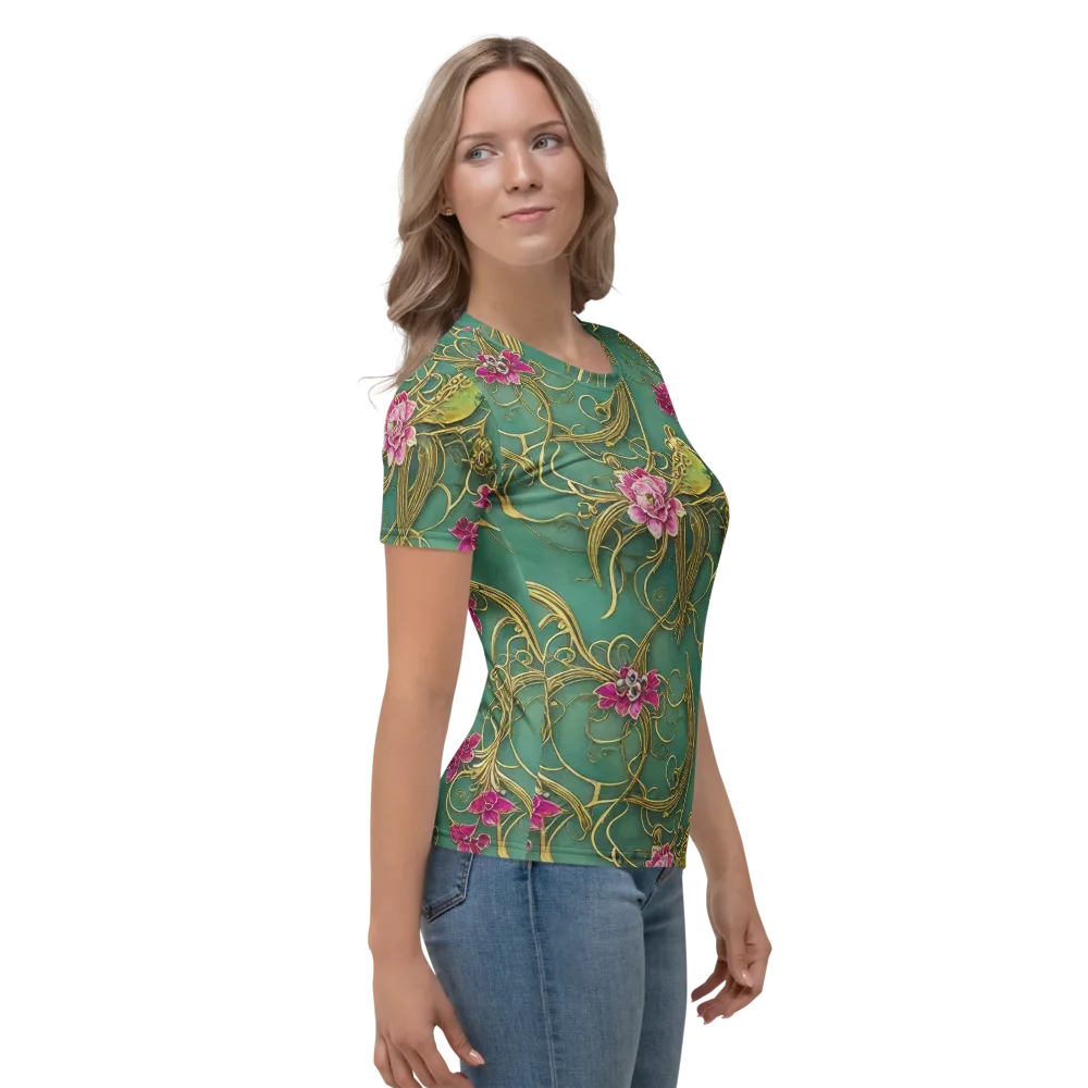 Verdigris Aviary on Women's Crew Neck T-Shirt — Right