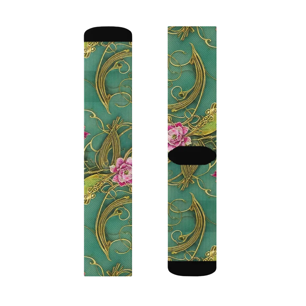 Verdigris Aviary on Socks — Left Sock