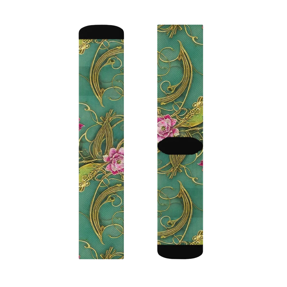 Verdigris Aviary on Socks — Right Sock