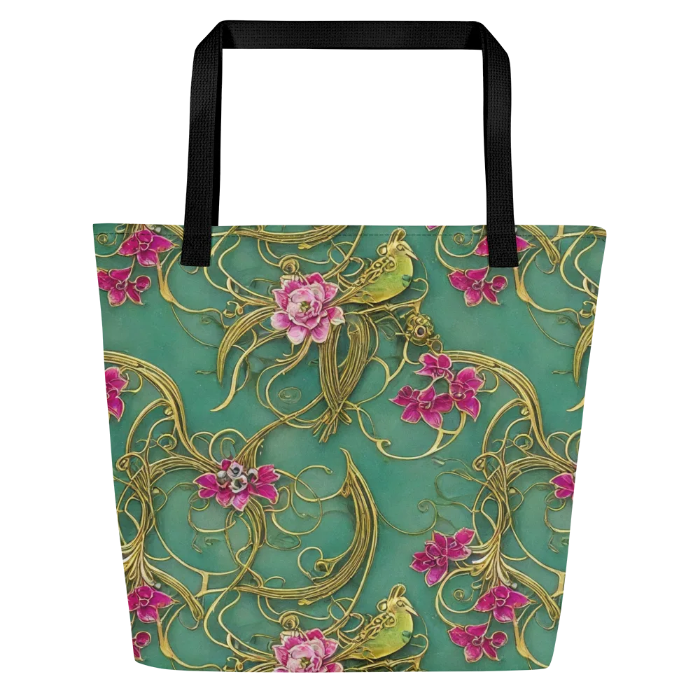 Verdigris Aviary on Large Tote Bag W/ Pocket — Front