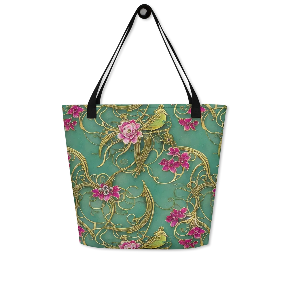 Verdigris Aviary on Large Tote Bag W/ Pocket — Front