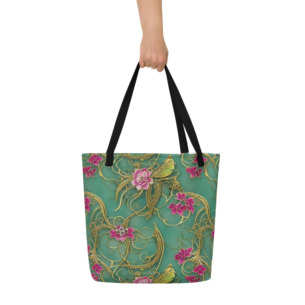 Verdigris Aviary on Large Tote Bag W/ Pocket — Front