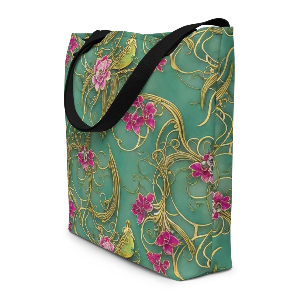 Verdigris Aviary on Large Tote Bag W/ Pocket — Front