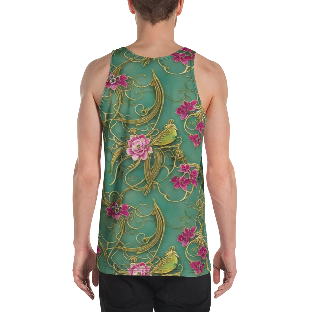 Verdigris Aviary on Men's Tank Top — Back