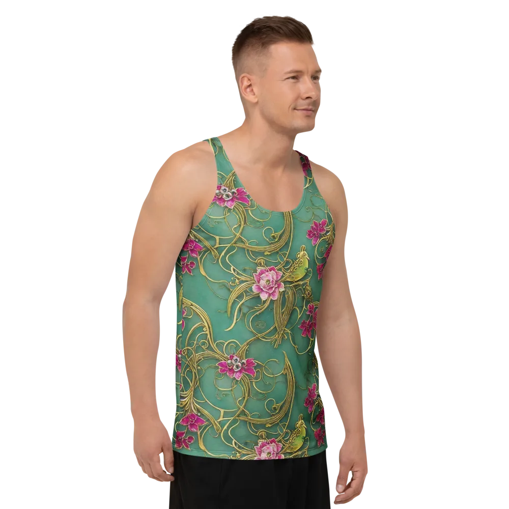 Verdigris Aviary on Men's Tank Top — Right Front