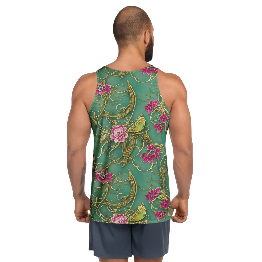 Verdigris Aviary on Men's Tank Top — Back