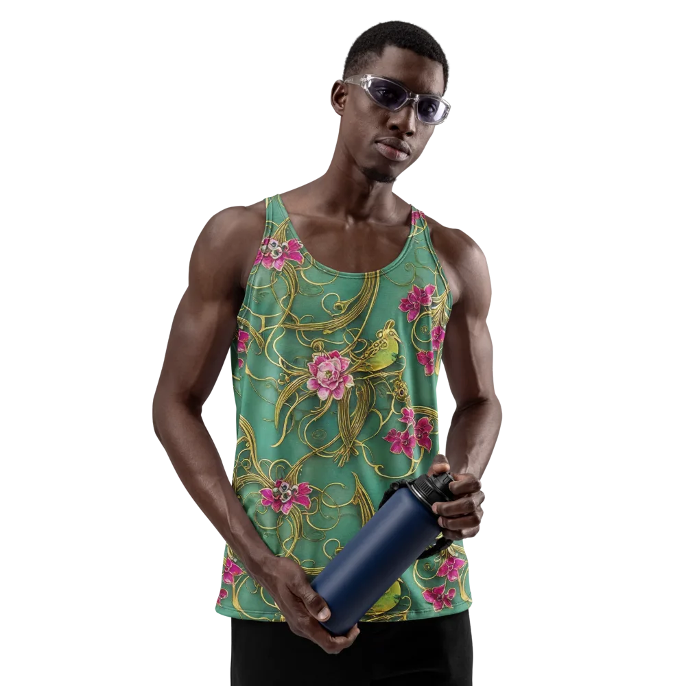 Verdigris Aviary on Men's Tank Top — Front