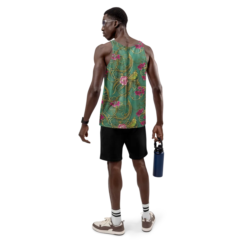 Verdigris Aviary on Men's Tank Top — Back