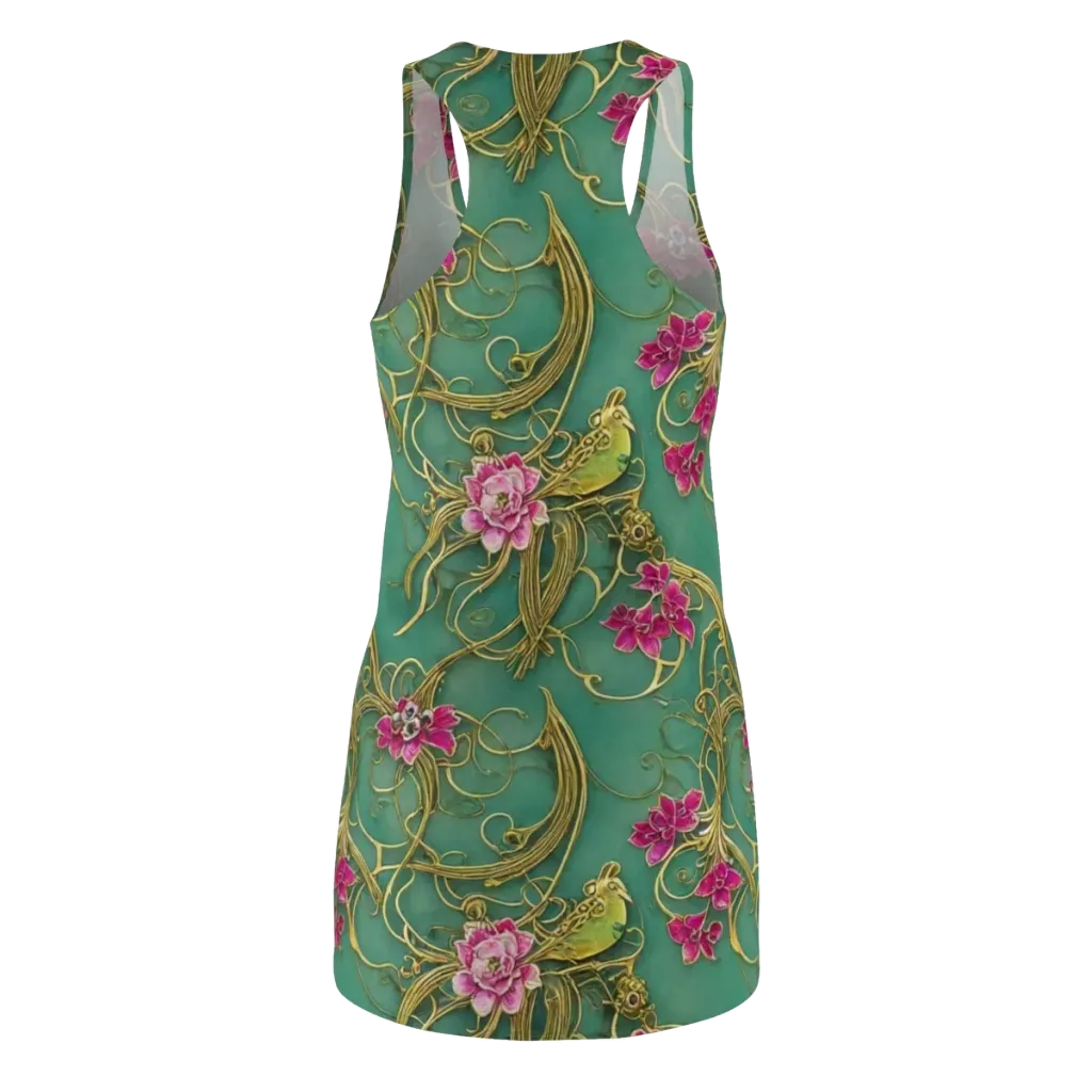 Verdigris Aviary on Racerback Dress — Back