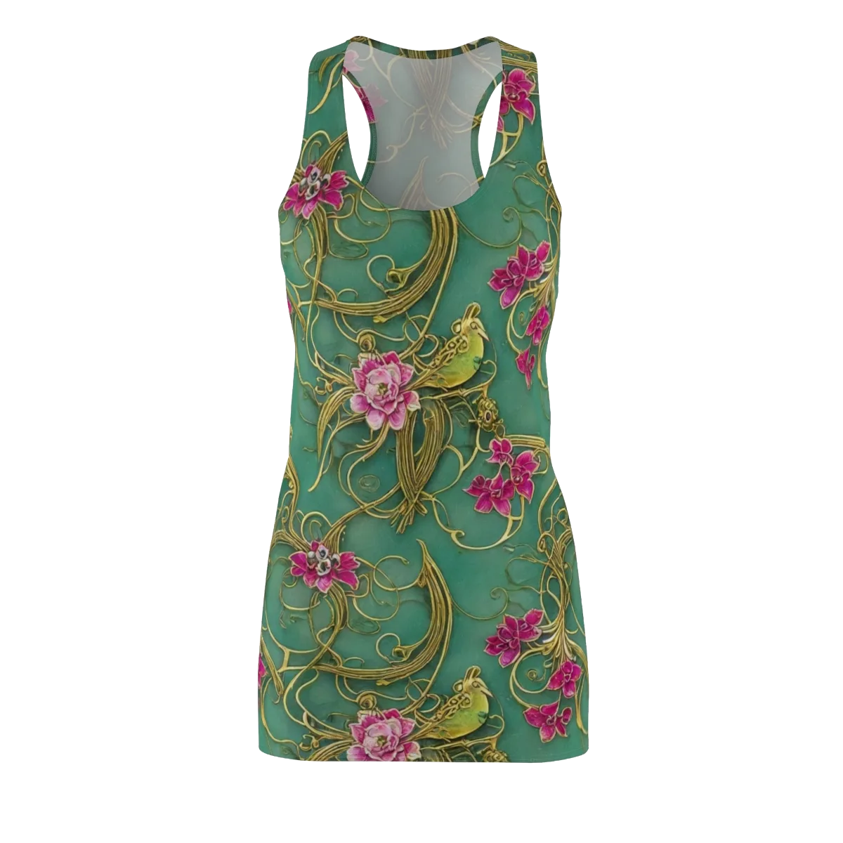 Verdigris Aviary on Racerback Dress — Front