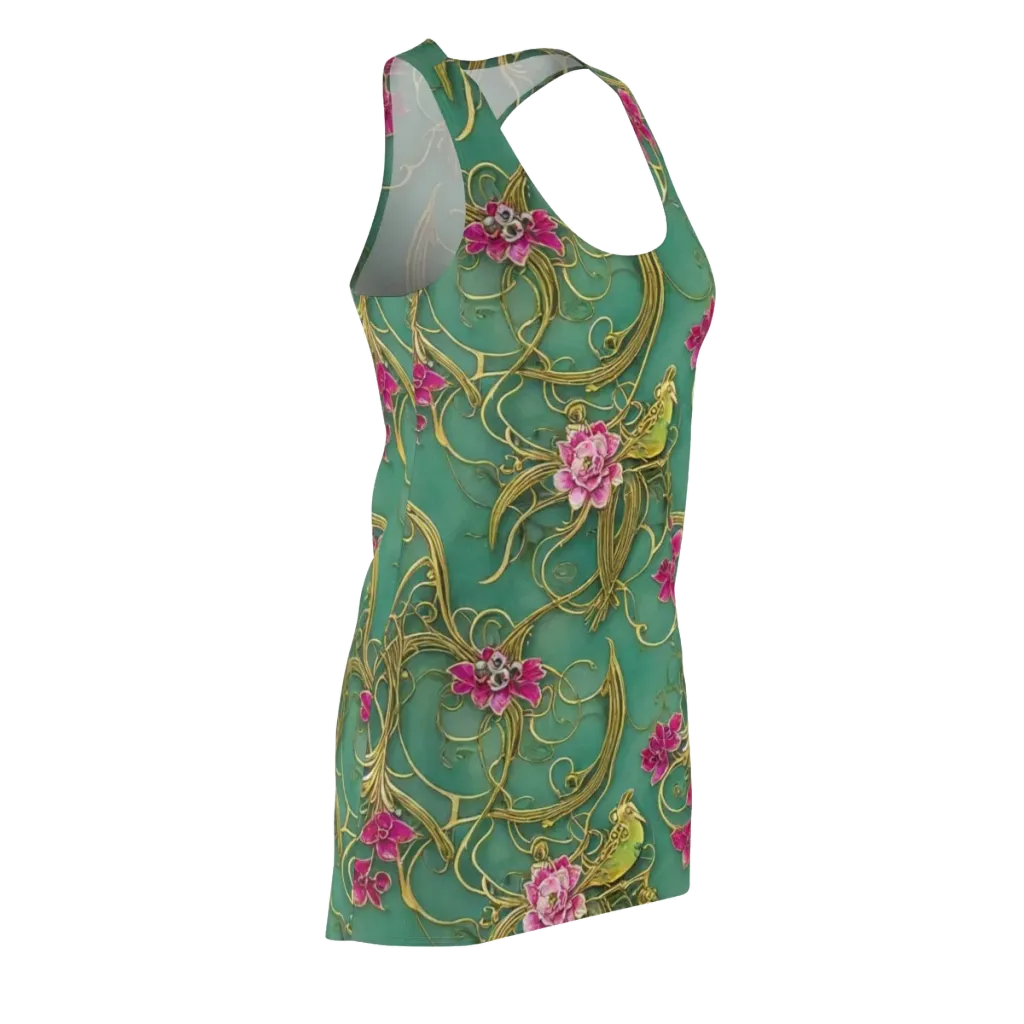 Verdigris Aviary on Racerback Dress — Front Side