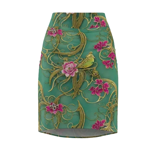 Verdigris Aviary on a Pencil Skirt