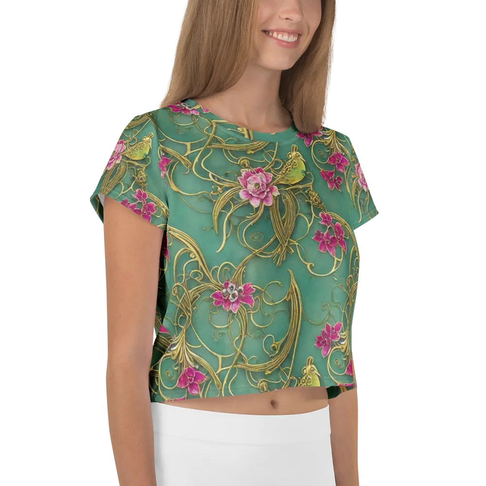 Verdigris Aviary on Crop Tee — Right