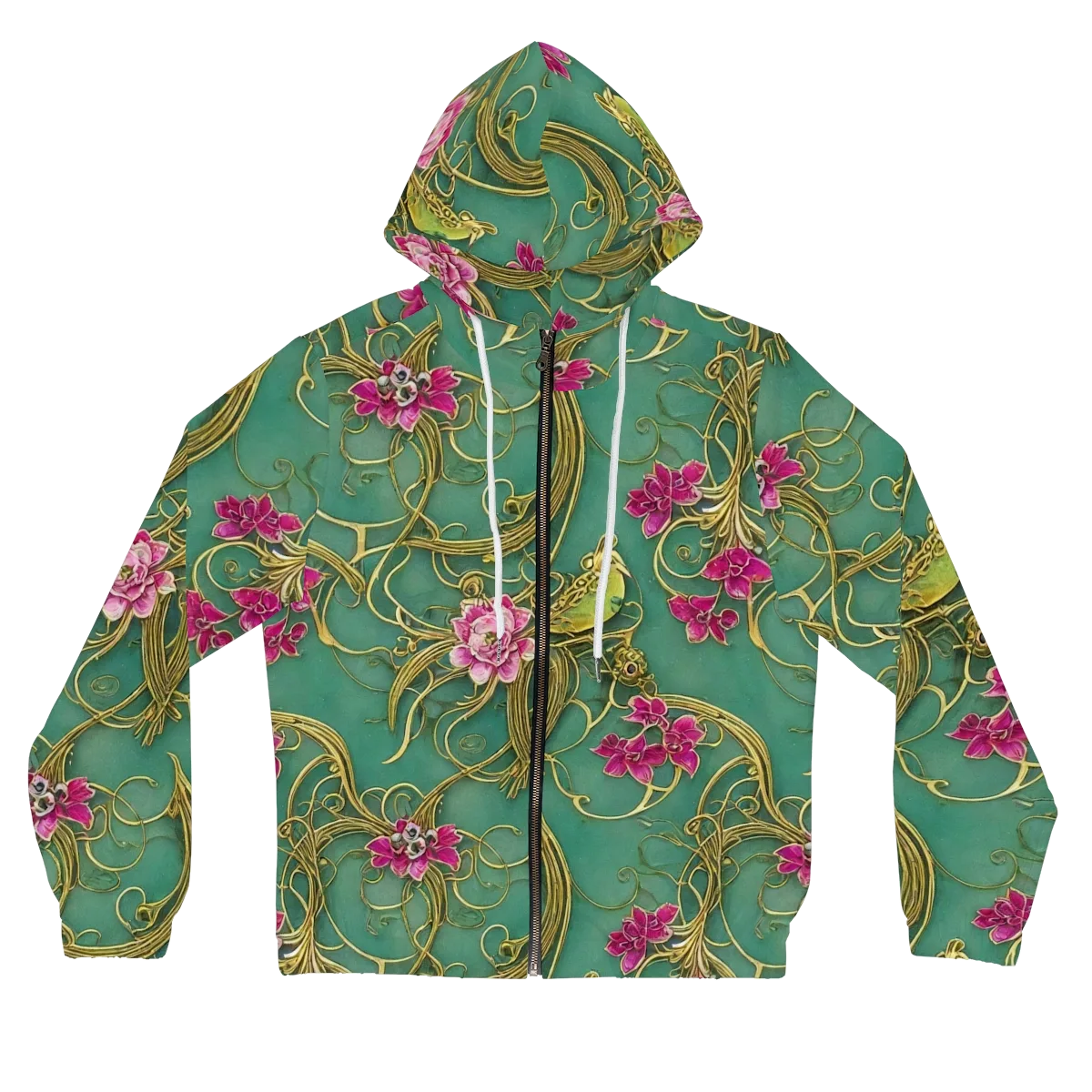 Verdigris Aviary on Women's Full-Zip Hoodie — Front