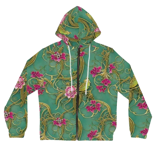 Verdigris Aviary on a Women's Full-Zip Hoodie