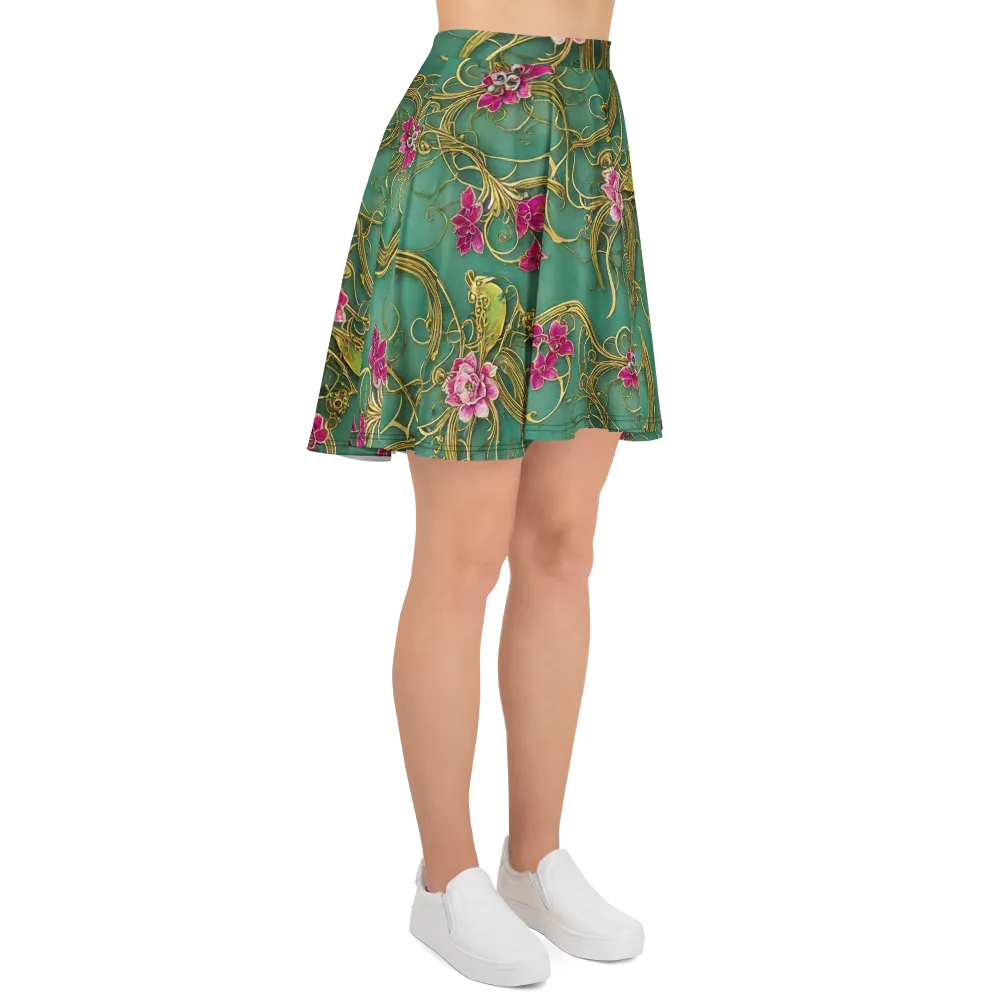Verdigris Aviary on Skater Skirt — Right
