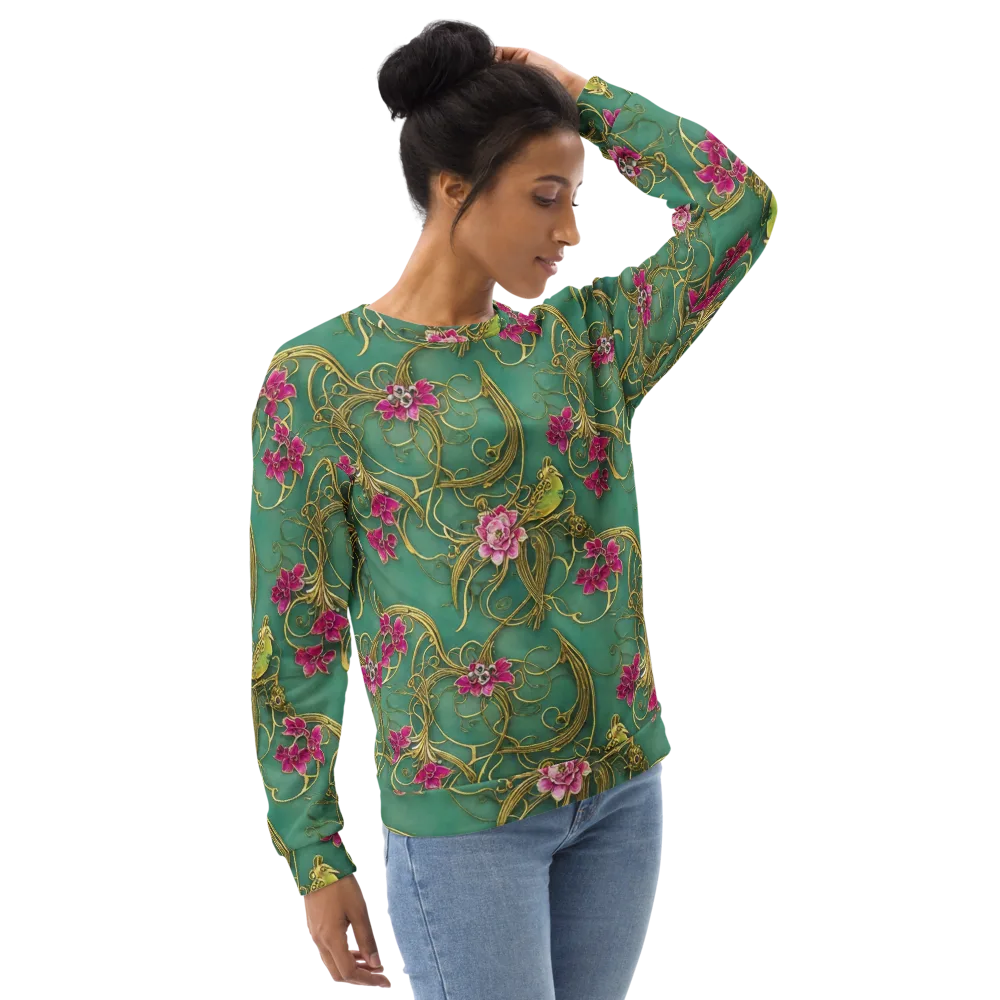 Verdigris Aviary on Sweatshirt — Right Front