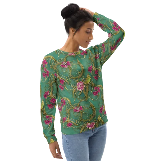 Verdigris Aviary on a Sweatshirt