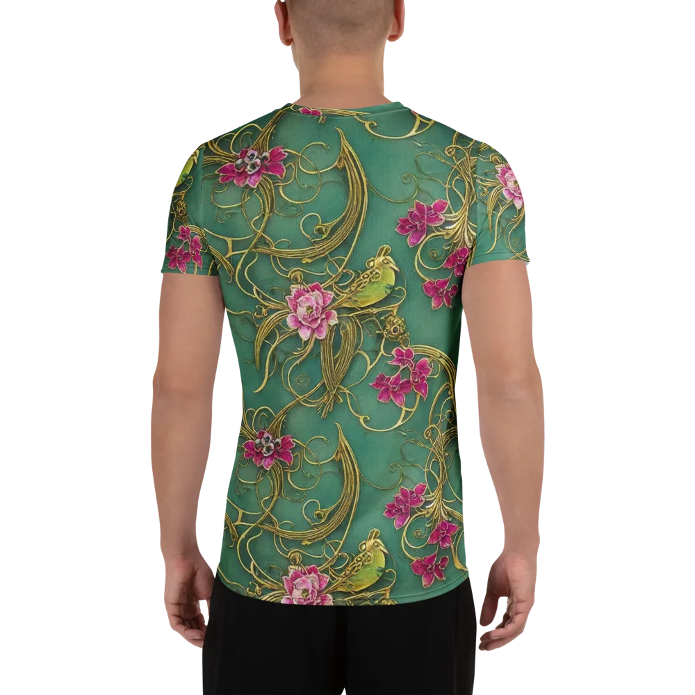 Verdigris Aviary on Men's Athletic T-Shirt — Back