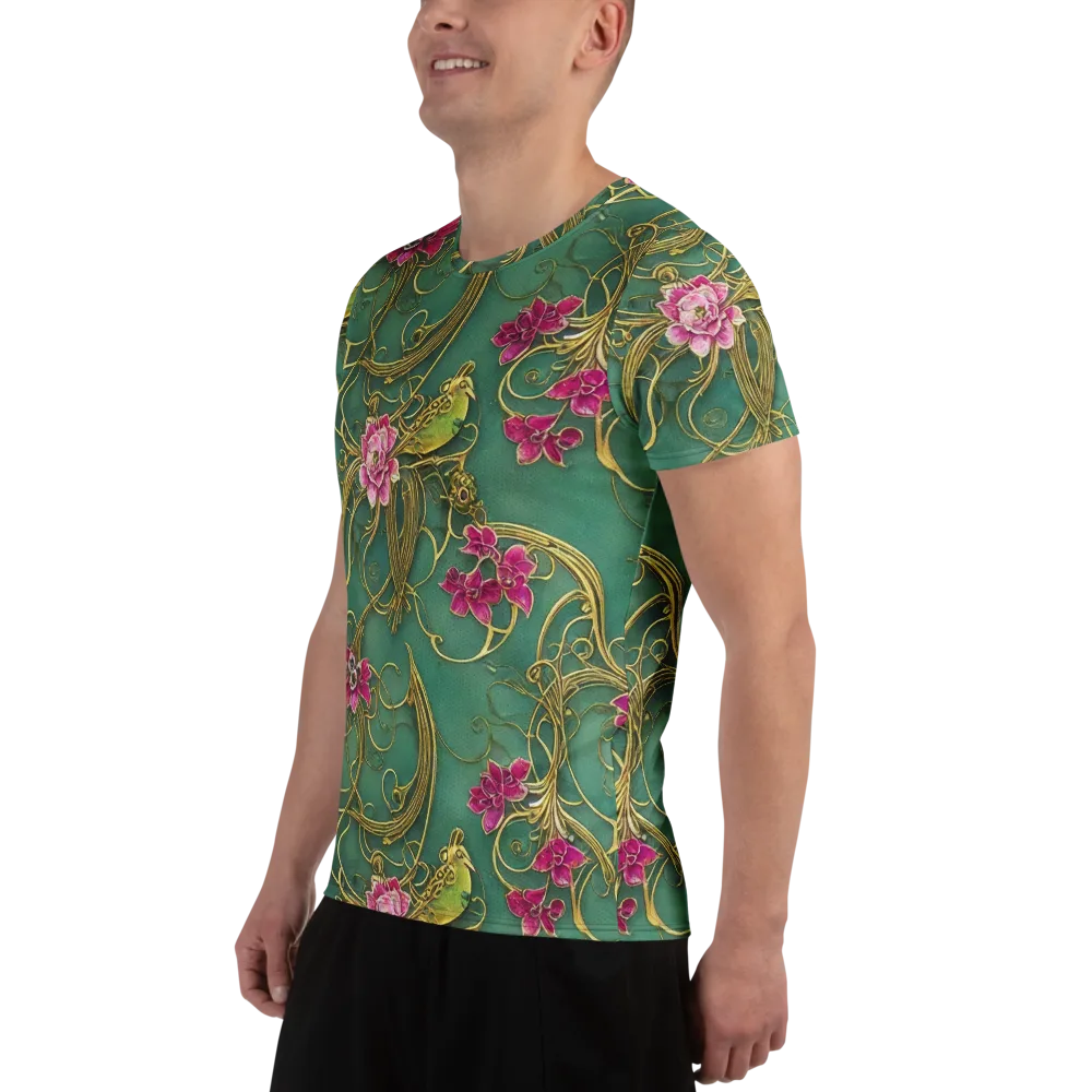 Verdigris Aviary on Men's Athletic T-Shirt — Left