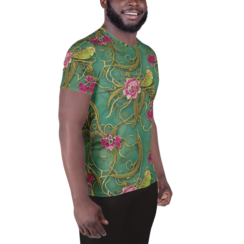 Verdigris Aviary on Men's Athletic T-Shirt — Right
