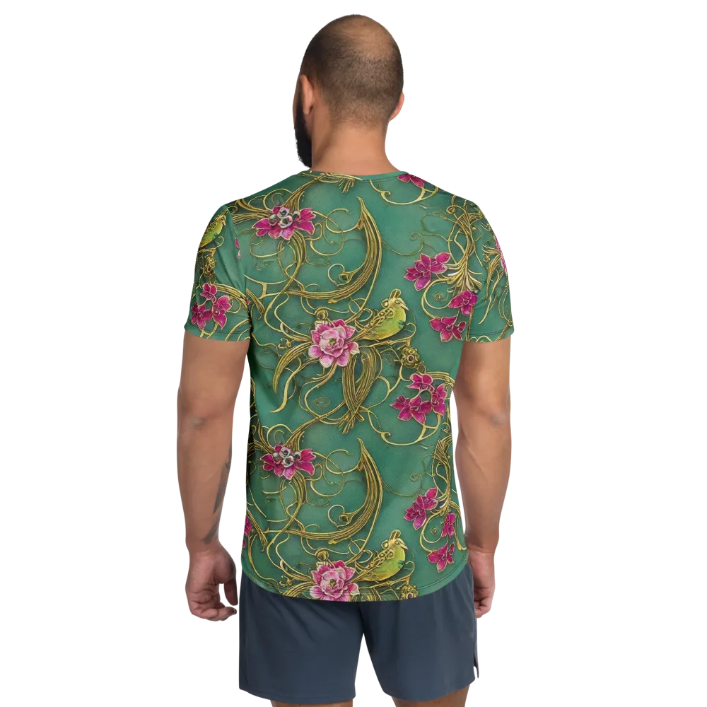 Verdigris Aviary on Men's Athletic T-Shirt — Back