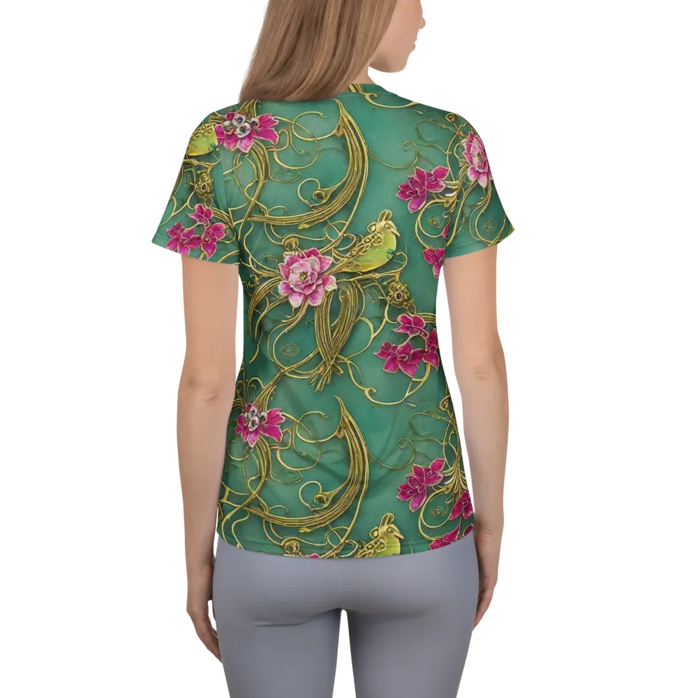 Verdigris Aviary on Women's Athletic T-Shirt — Back