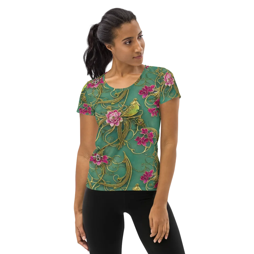 Verdigris Aviary on Women's Athletic T-Shirt — Front