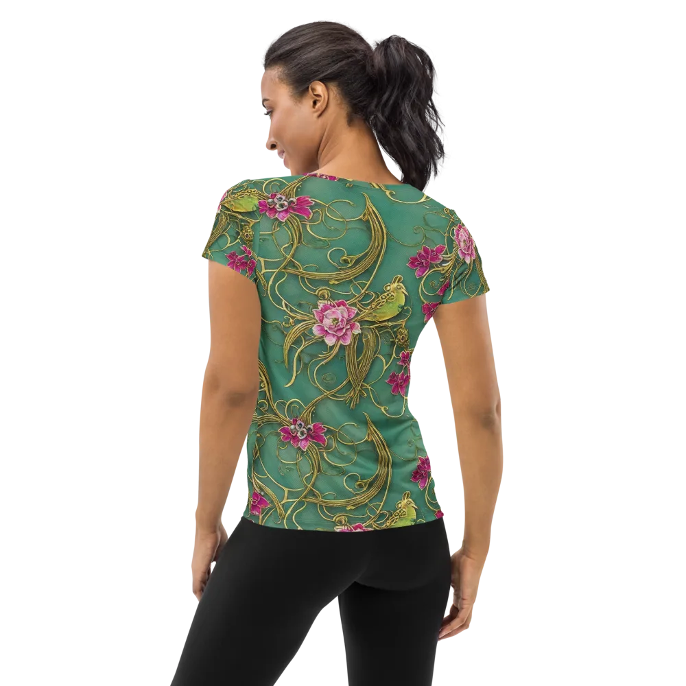 Verdigris Aviary on Women's Athletic T-Shirt — Back