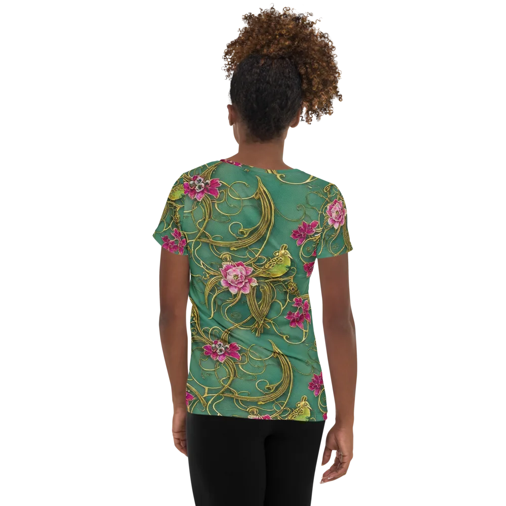 Verdigris Aviary on Women's Athletic T-Shirt — Back