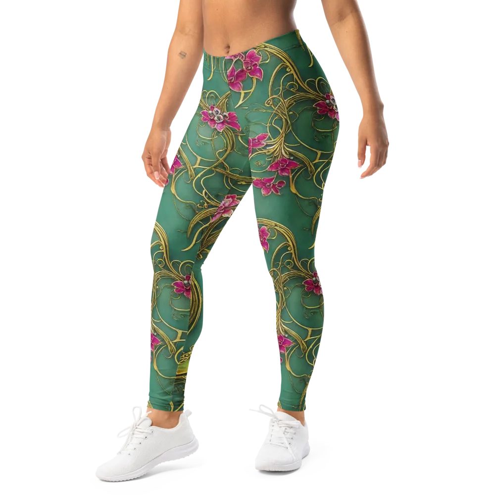 Verdigris Aviary on Leggings — Left Front