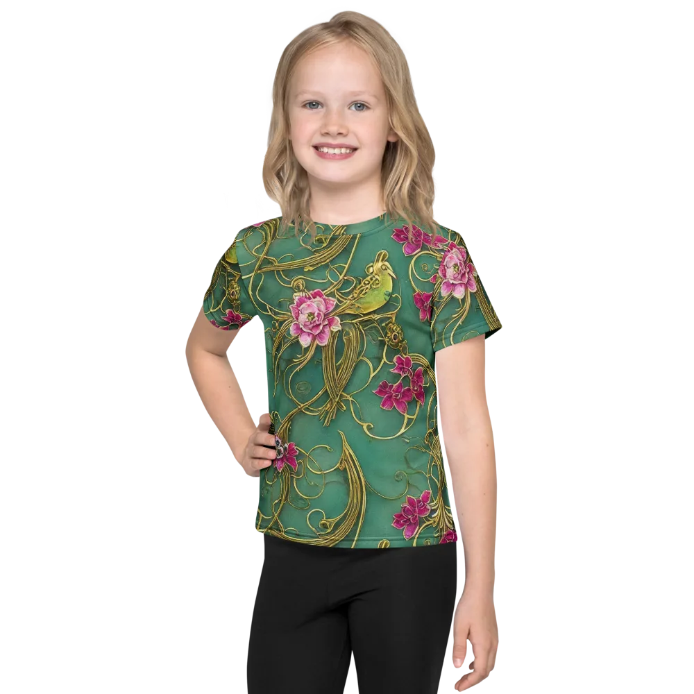 Verdigris Aviary on Kids Crew Neck T-Shirt — Front