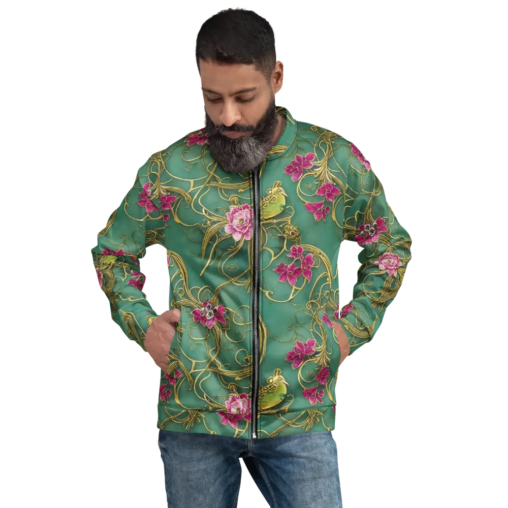 Verdigris Aviary on Bomber Jacket — Front