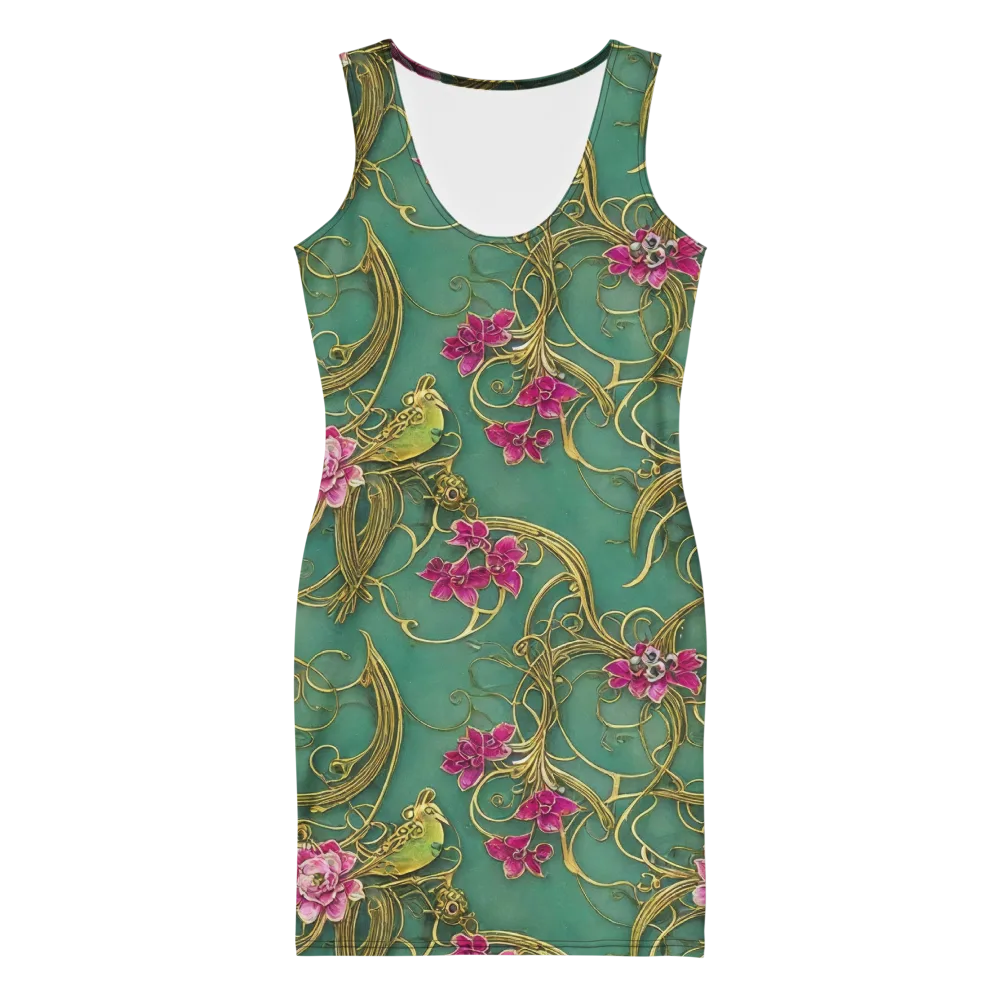 Verdigris Aviary on Bodycon Dress — Front