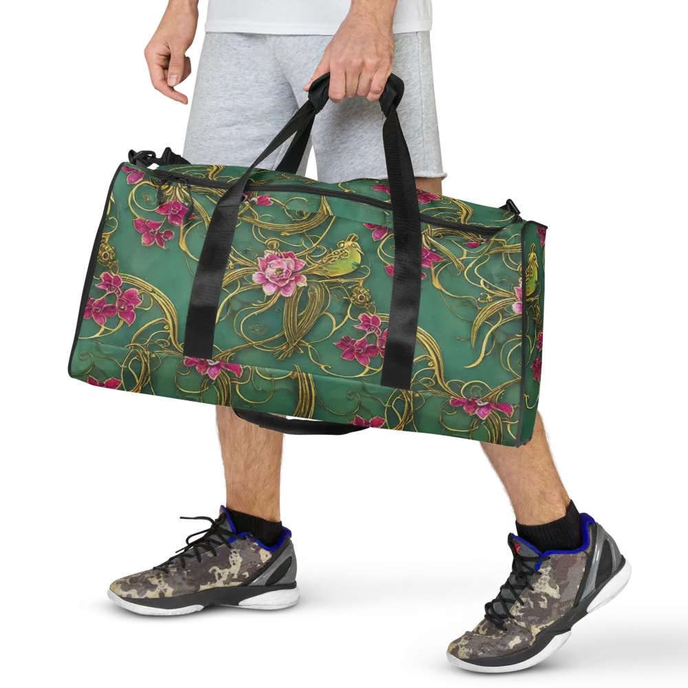 Verdigris Aviary on Duffle Bag — Front